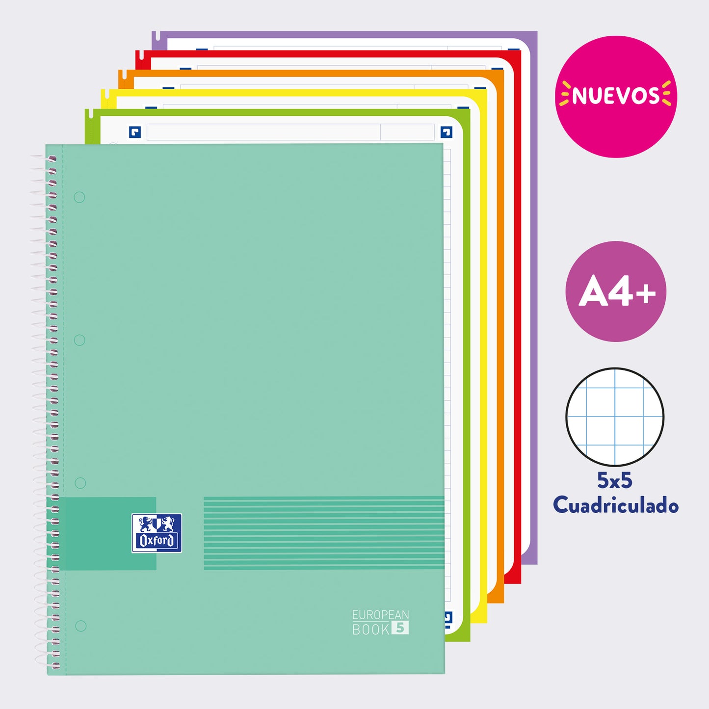 EUROPEANBOOK MULTIASIGNATURA OXFORD & YOU CUADRICULADO ICE MINT