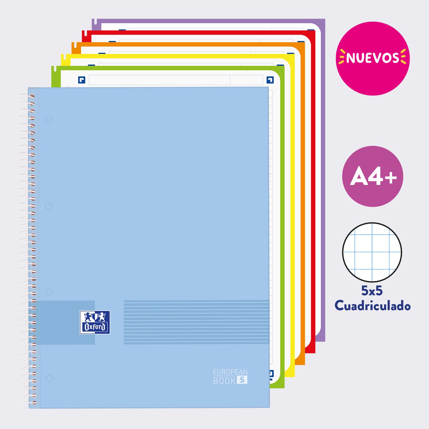 EUROPEANBOOK MULTIASIGNATURA OXFORD & YOU CUADRICULADO AZUL HORTENSIA