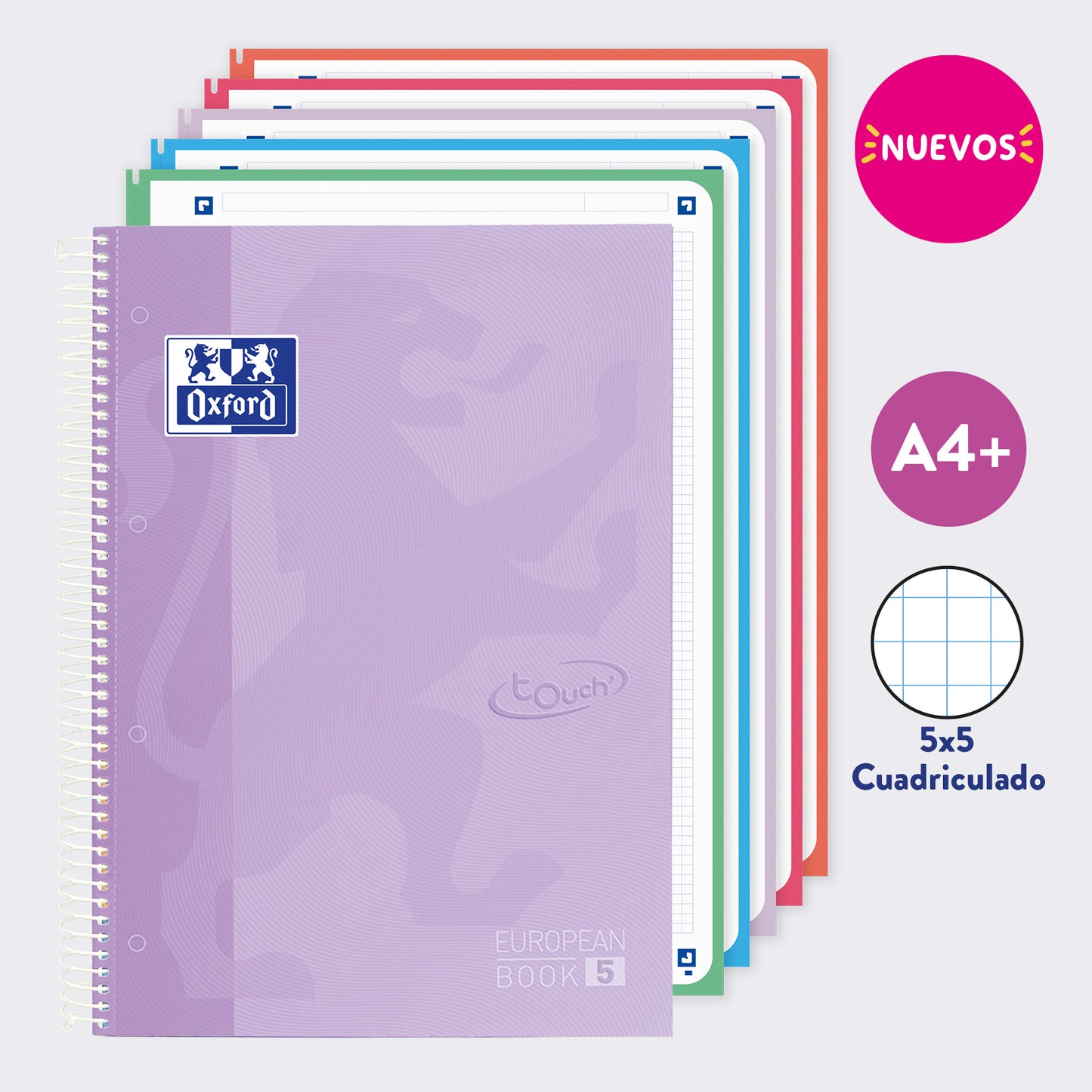 EUROPEANBOOK MULTIASIGNATURA TOUCH CUADRICULADO LAVANDA PASTEL