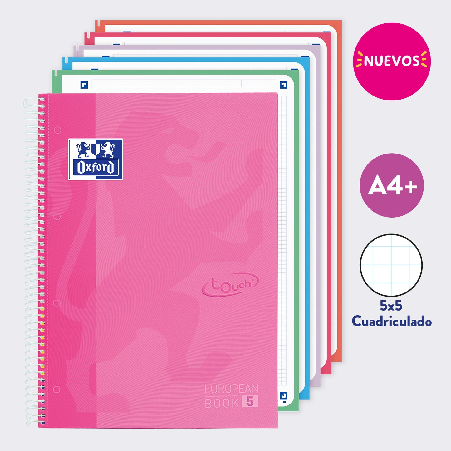EUROPEANBOOK MULTIASIGNATURA TOUCH CUADRICULADO FUCSIA PASTEL