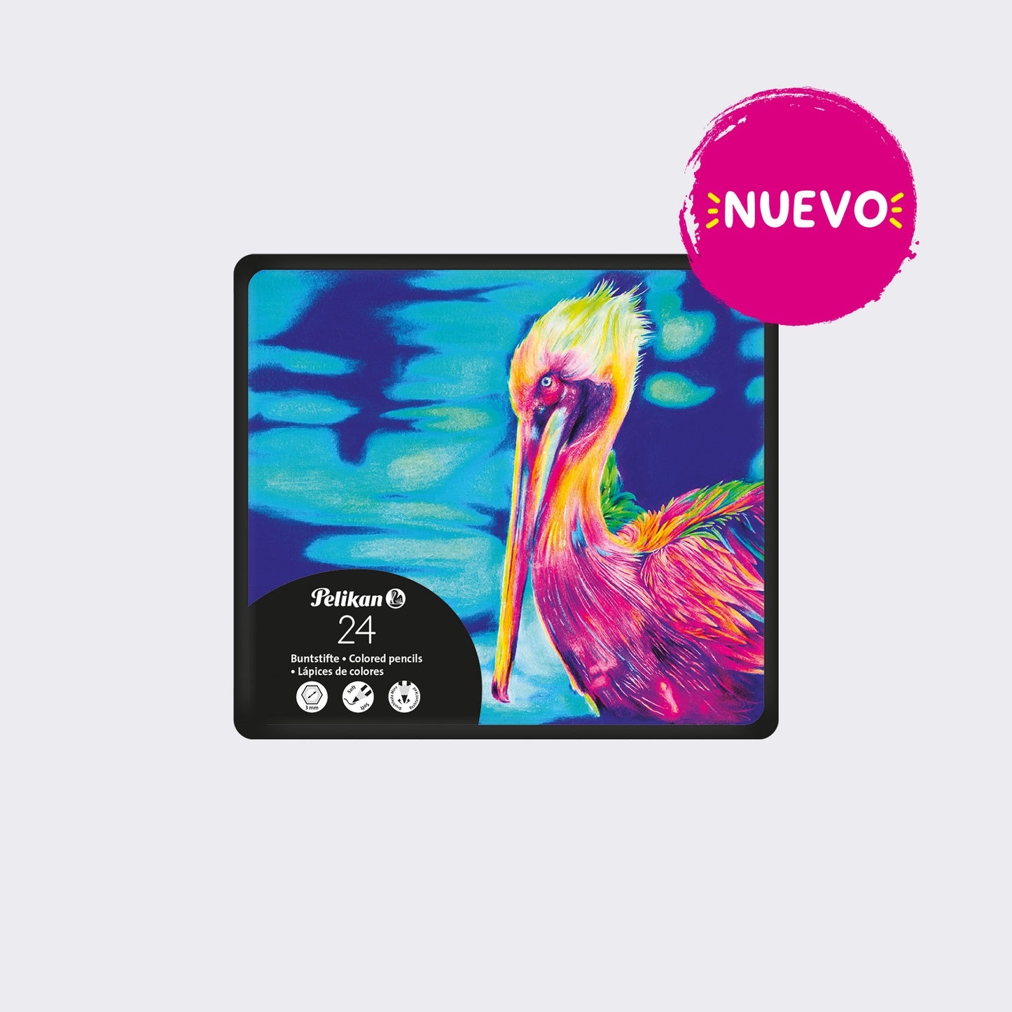 LAPICES DE COLORES SUPER PREMIUM CJ/24 HEXAGONAL (CAJA METALICA)