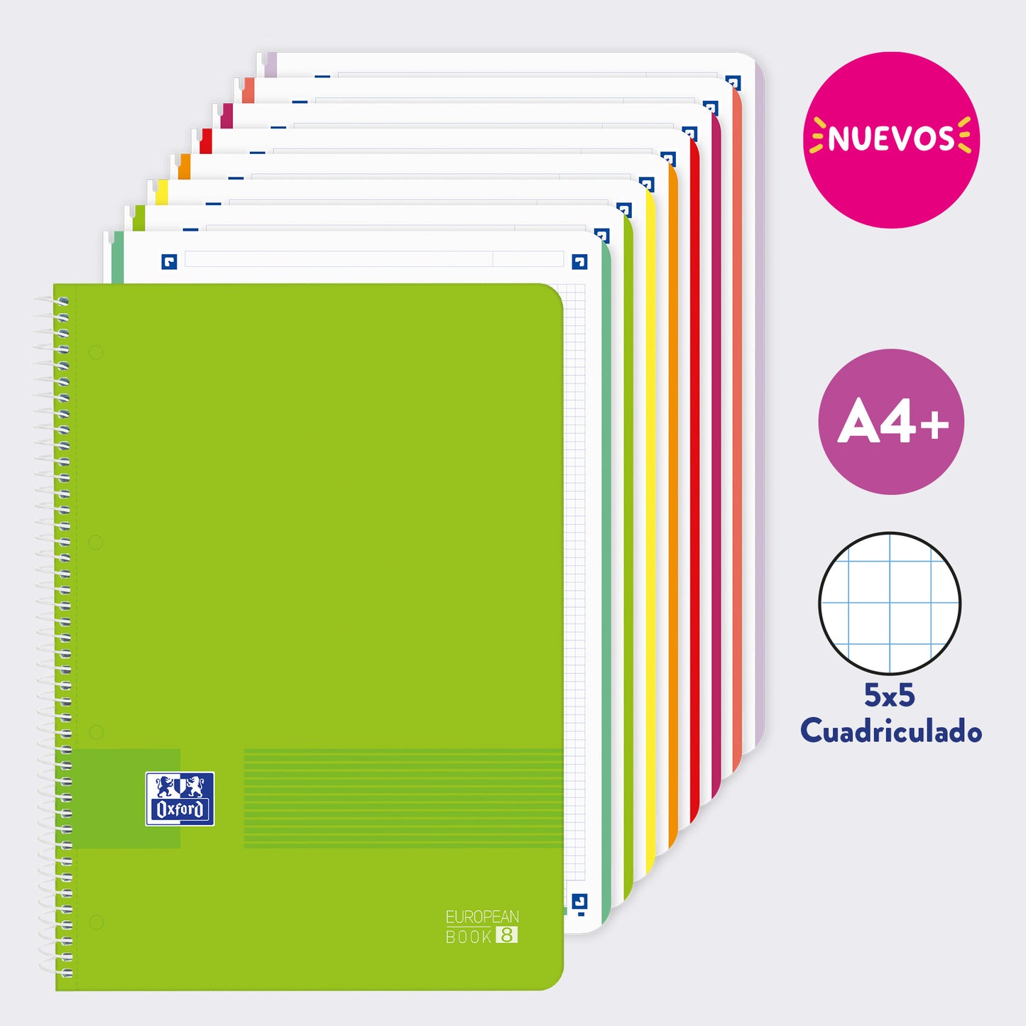 EUROPEANBOOK 8 MATERIAS LIVE & GO CUADRICULADO VERDE