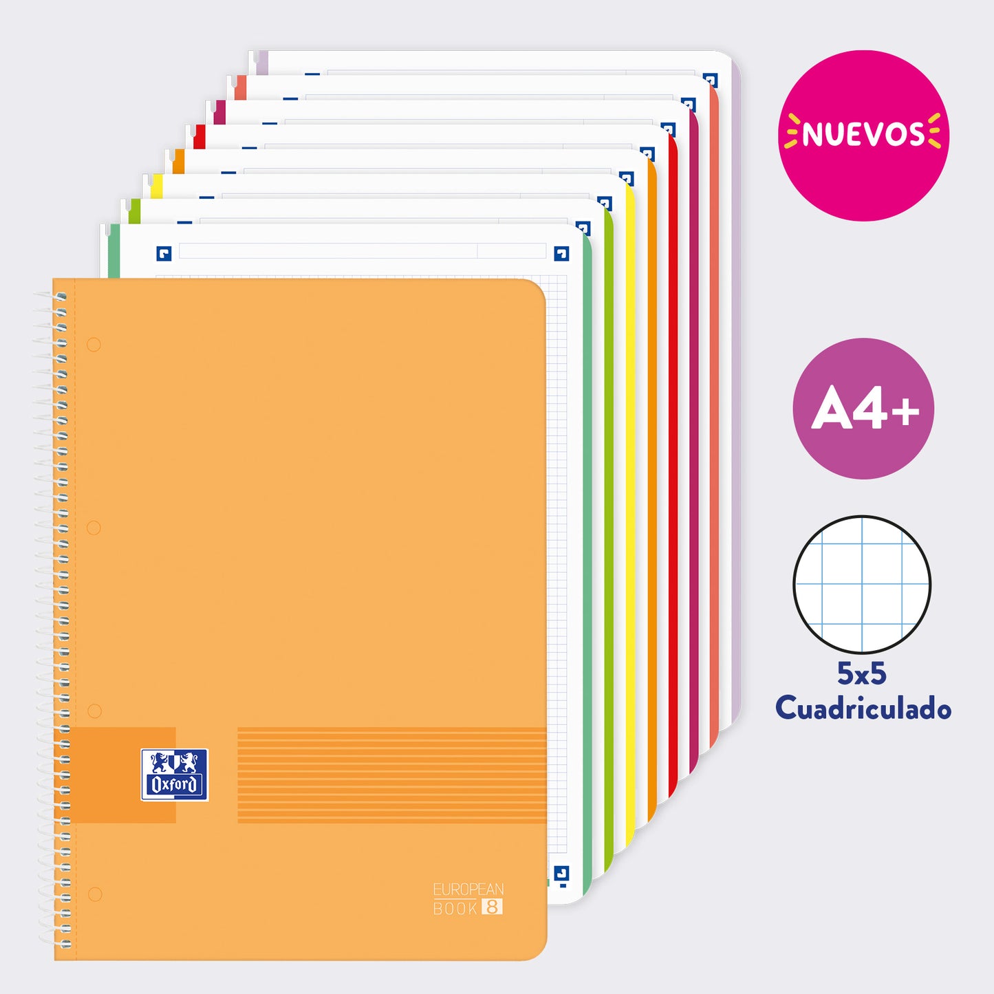 EUROPEANBOOK 8 MATERIAS LIVE & GO CUADRICULADO MELOCOTÓN