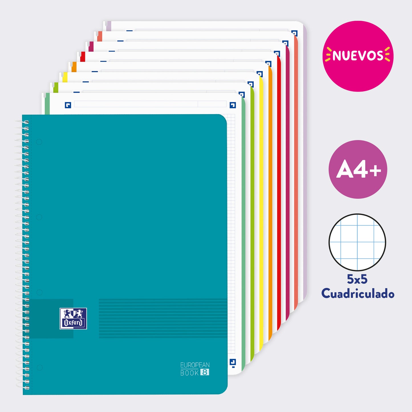 EUROPEANBOOK 8 MATERIAS LIVE & GO CUADRICULADO AQUA