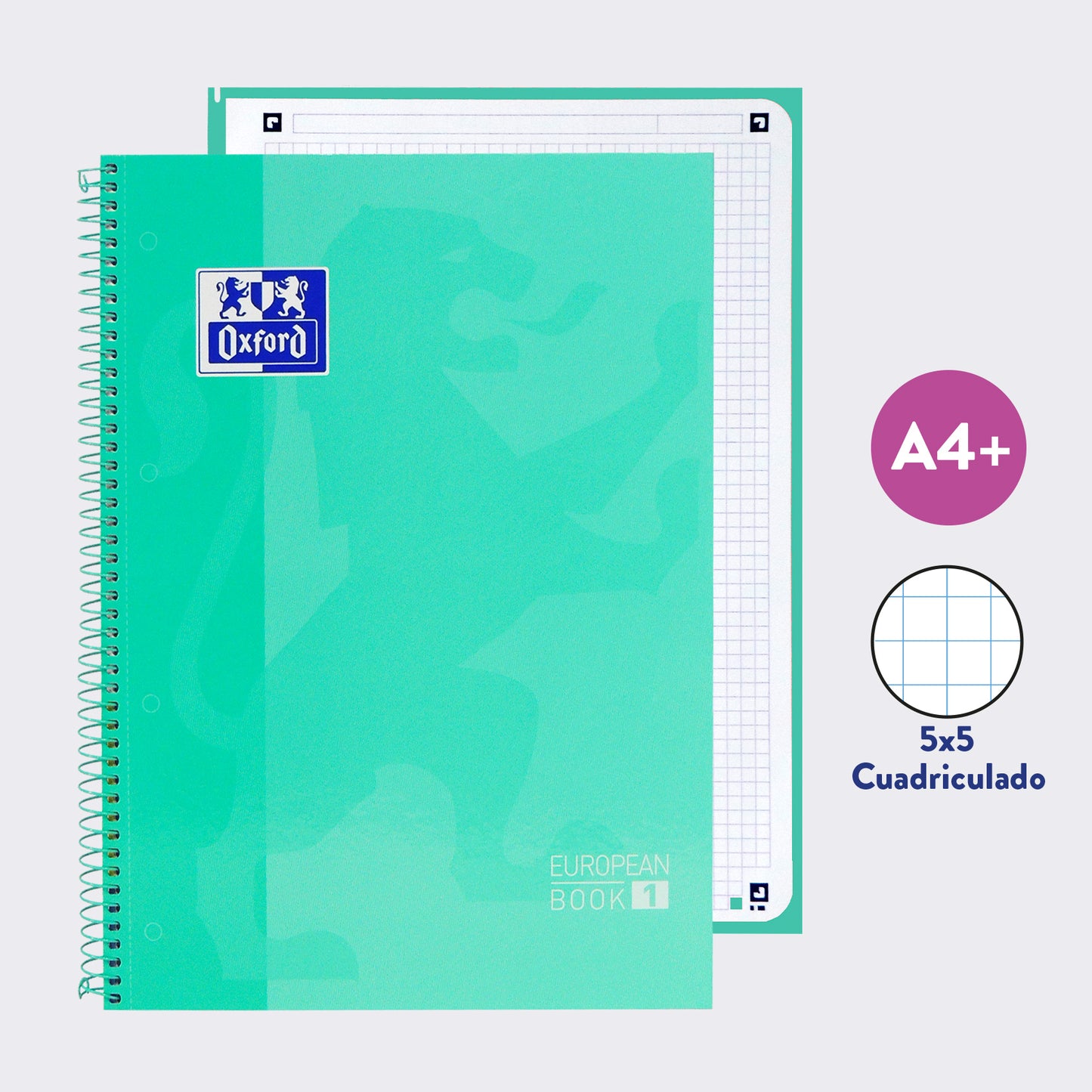 OXFORD CLASSIC EUROPEANBOOK 1 MATERIA CUADRICULADO ICE MINT