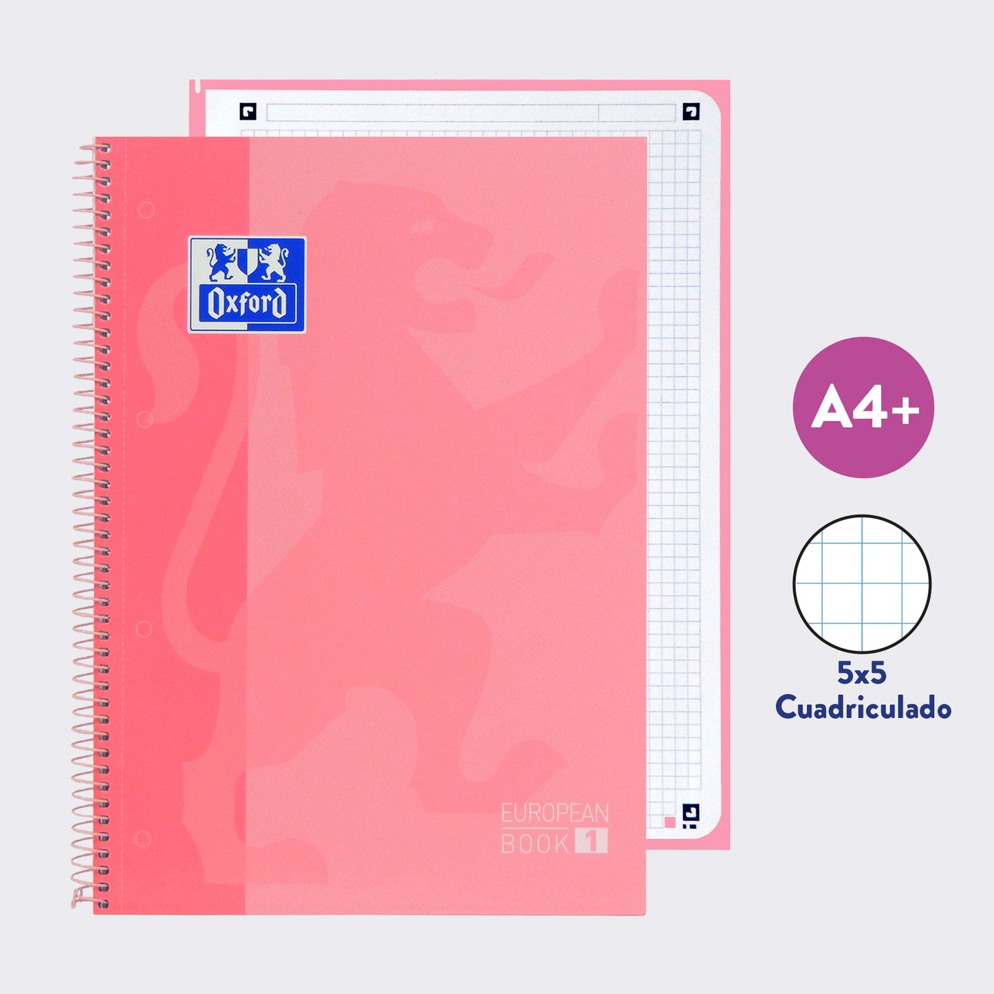 OXFORD CLASSIC EUROPEANBOOK 1 MATERIA CUADRICULADO ROSA CHICLE