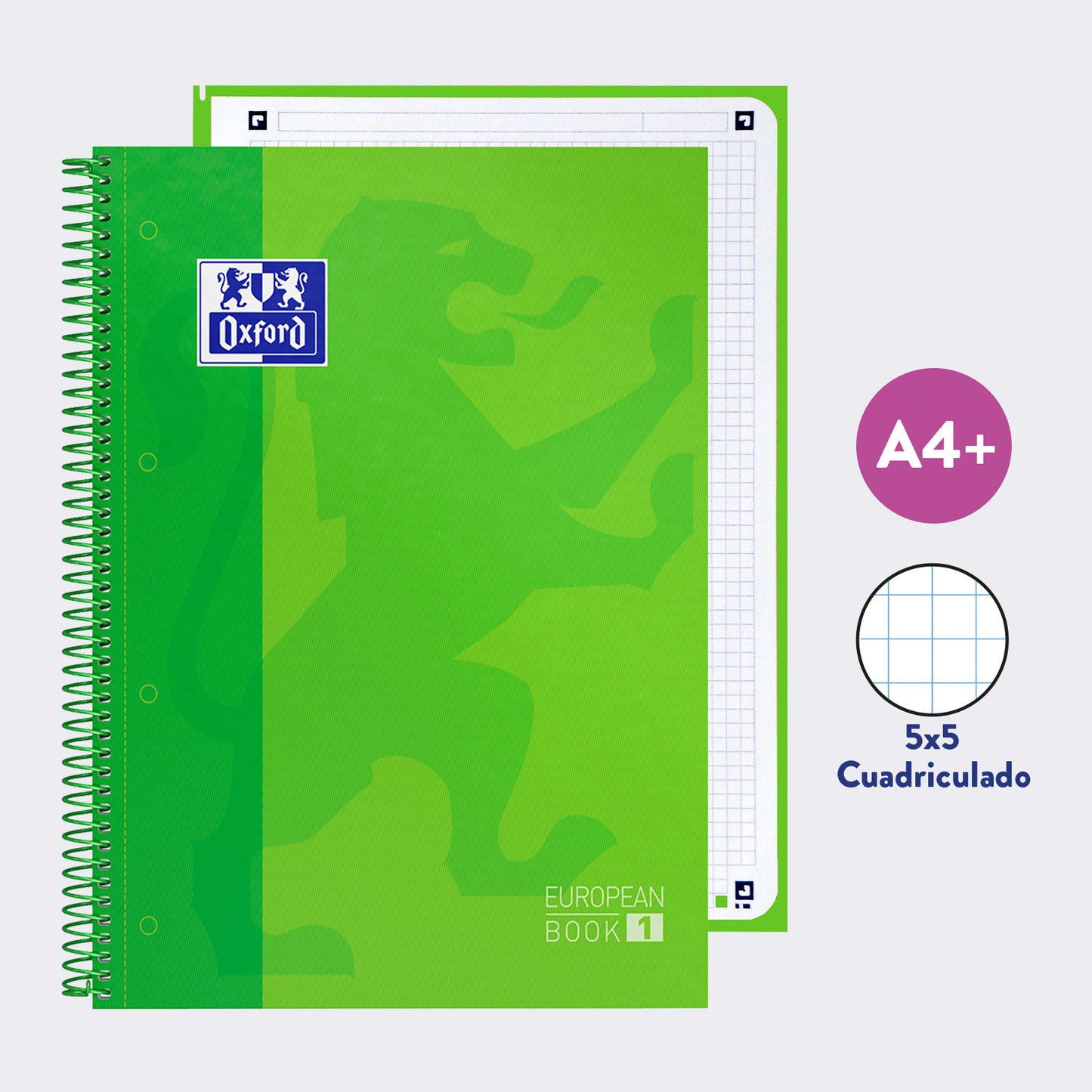 OXFORD CLASSIC EUROPEANBOOK 1 MATERIA CUADRICULADO VERDE MANZANA