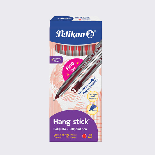 BOLÍGRAFO HANG STICK PUNTA AGUJA CJ/12 ROJO