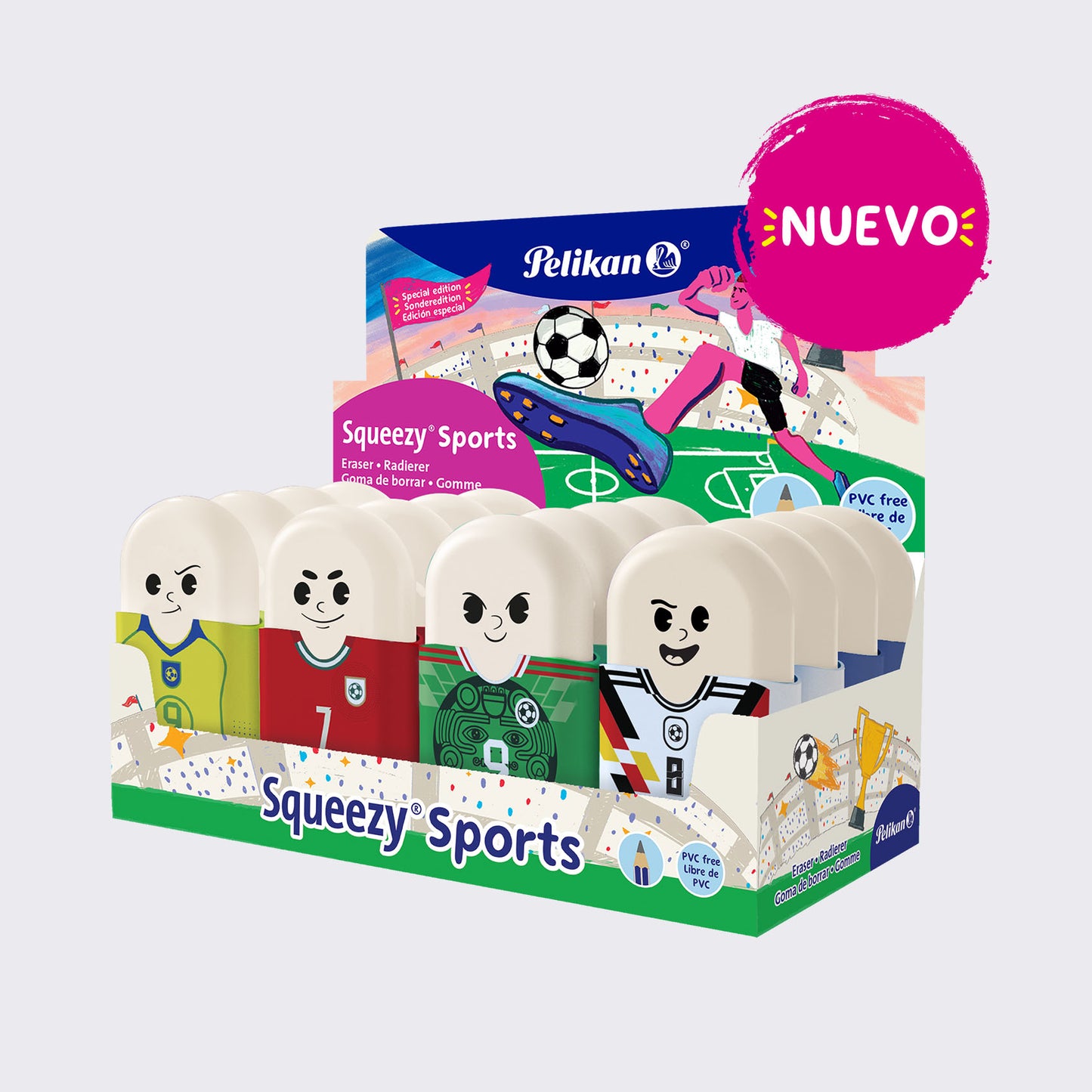 BORRADORES SQUEEZY SPORTS CAJA X 16 UND - COLECCIONABLES PAÍSES MUNDIAL 2026