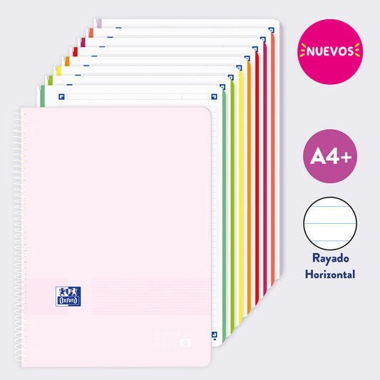 EUROPEANBOOK 8 MATERIAS LIVE & GO RAYADO ROSA PASTEL