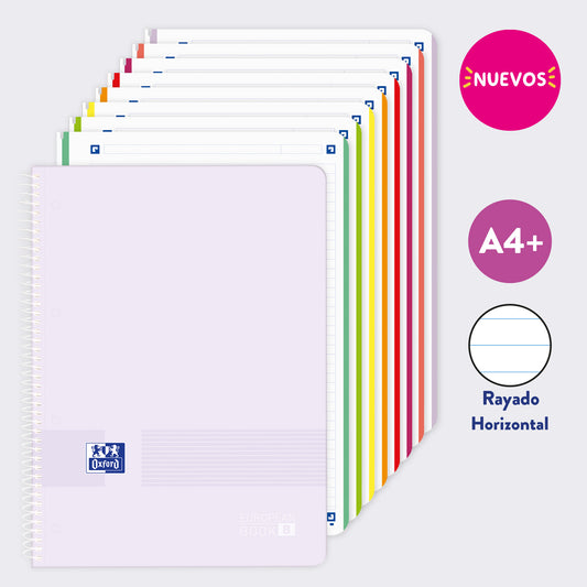 EUROPEANBOOK 8 MATERIAS LIVE & GO RAYADO MALVA PASTEL