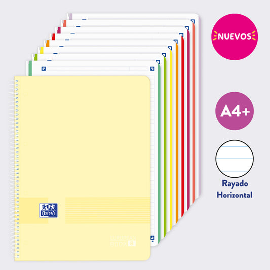 EUROPEANBOOK 8 MATERIAS LIVE & GO RAYADO AMARILLO PASTEL