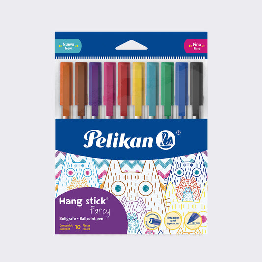 BOLÍGRAFO HANG STICK PUNTA AGUJA FANCY X 10 COLORES SURTIDOS