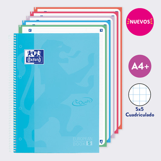 EUROPEANBOOK MULTIASIGNATURA TOUCH CUADRICULADO TURQUESA PASTEL