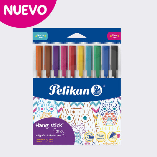 BOLÍGRAFO HANG STICK PUNTA AGUJA FANCY X 10 COLORES SURTIDOS